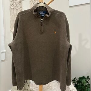 Polo Ralph Lauren Brown Quarter Zip Sweater Men’s Large / Women’s XL 100% Cotton